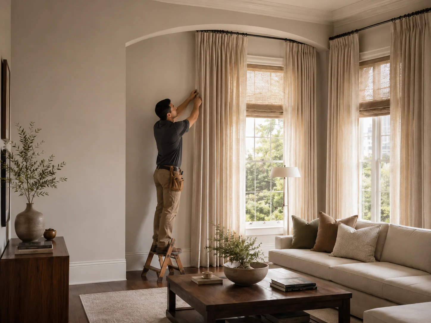 Professional drapery installation
